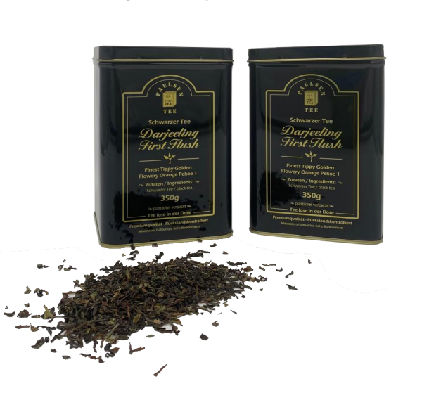 Darjeeling First Flush Ernte 2024 schwarzer Tee, Premiumqualität 2x 350g in einer für Lebensmittel geeigneten Dose